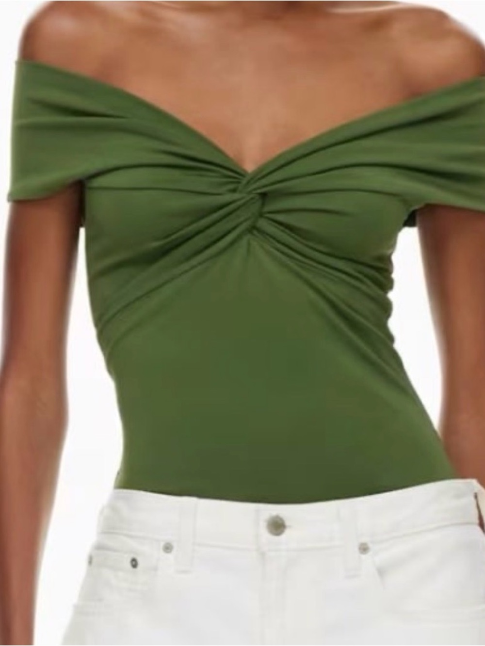 Aritiza small green contour off the shoulder tank